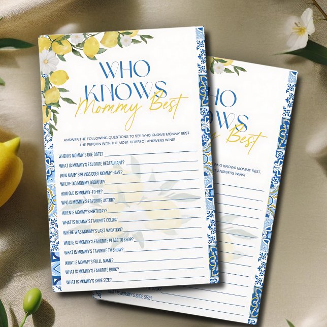 Elegant Lemon Baby Shower Who knows Mommy Best gam (Creator Uploaded)