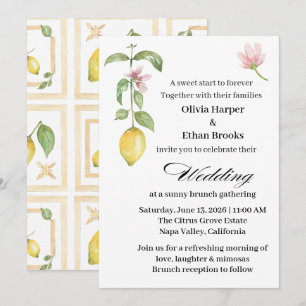 Elegant Lemon Blossom Citrus Summer Wedding  Invitation