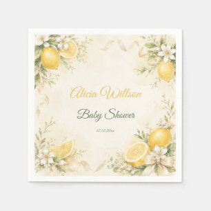 Elegant Lemon Botanical Baby Shower Napkins