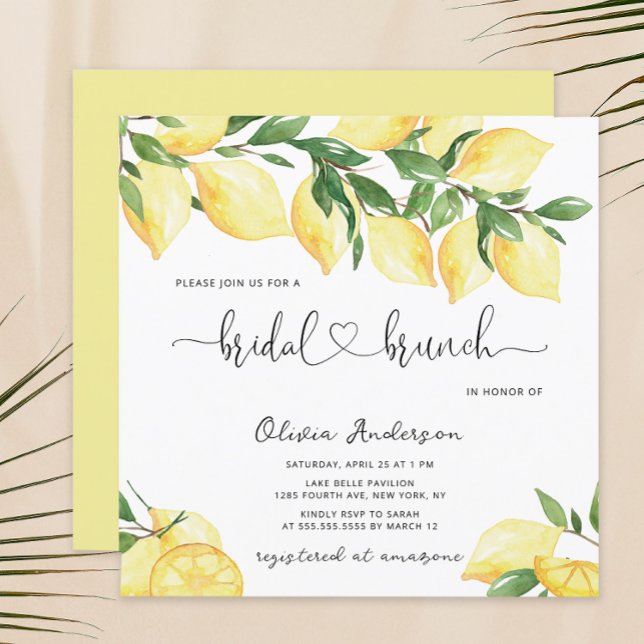 Elegant Lemon Bridal Brunch Invitation (Creator Uploaded)