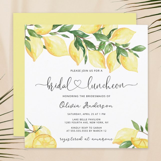 Elegant Lemon Bridal Luncheon Invitation (Creator Uploaded)