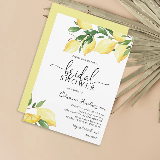 Elegant Lemon Bridal Shower Invitation Zazzle