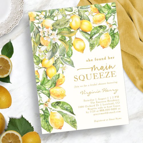 Elegant Lemon Bridal Shower Invitation