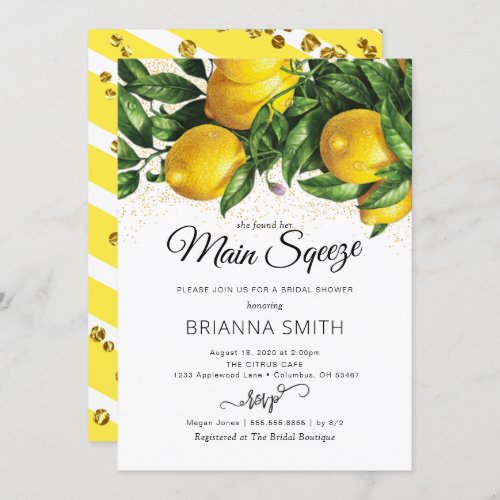 Elegant Lemon Bridal Shower Invitation