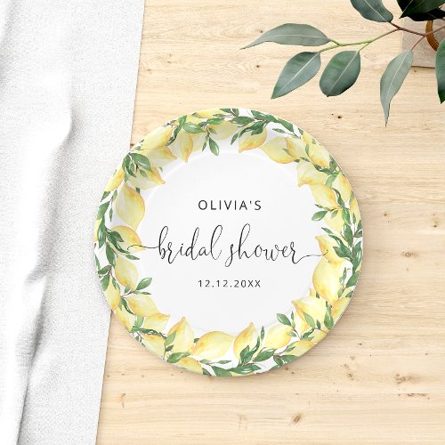 Elegant Lemon Bridal Shower Paper Paper Plates