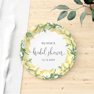 Elegant Lemon Bridal Shower Paper Plates