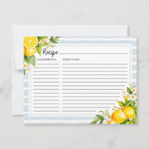 Elegant Lemon Bridal Shower Recipe Card