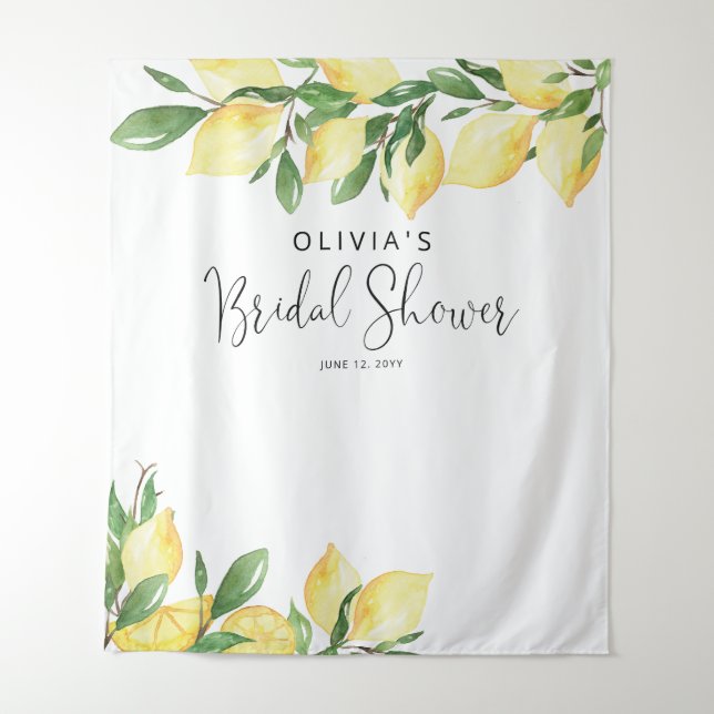 Elegant Lemon Bridal Shower Tapestry (Front)