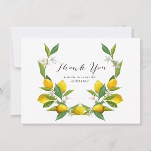 Elegant Lemon Bridal Shower Thank You Cards