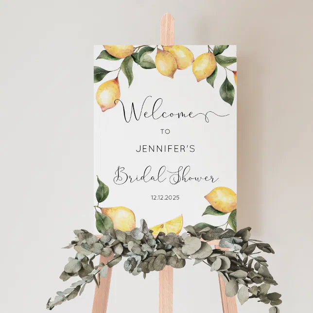 Elegant Lemon bridal shower welcome foam board | Zazzle