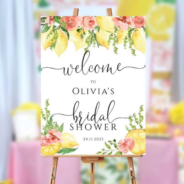 Elegant Lemon Bridal Shower Welcome Foam Board (Creator Uploaded)