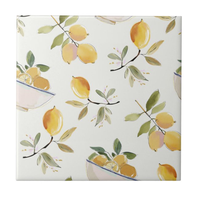 Elegant Lemon Ceramic Tile (Front)