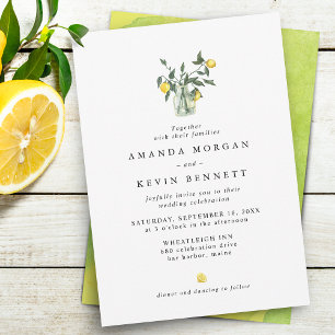 Elegant Lemon Citrus Arrangement Wedding Invitation