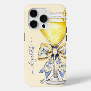 Elegant Lemon Drop Martini Monogrammed iPhone 15 Pro Case