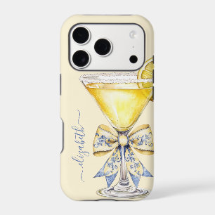 Elegant Lemon Drop Martini Monogrammed iPhone 17 Pro Case