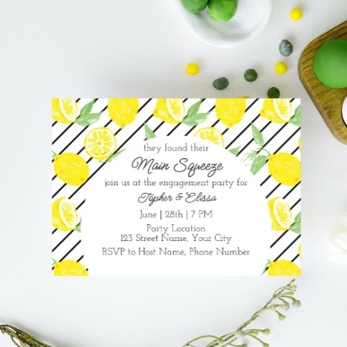 Elegant Lemon Engagement Party Invitation