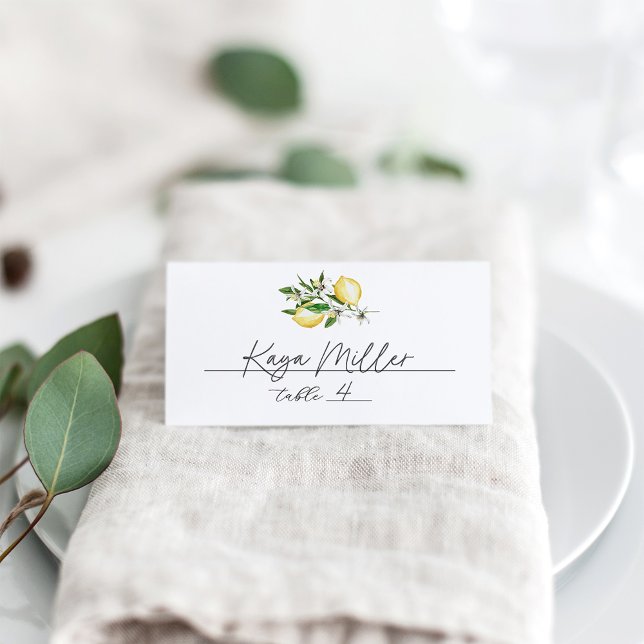Elegant Lemon Floral Place Card (Creator Uploaded)