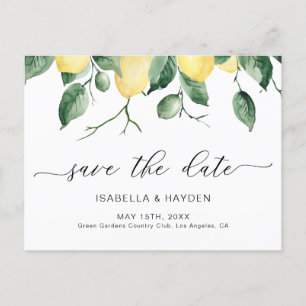 Elegant Lemon Fruit Watercolor Boho Save The Date Announcement Postcard