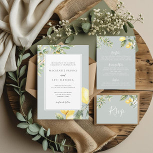 Elegant Lemon Garden Sage Wedding Invitation