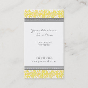 Elegant Lemon Gray Damask Business Cards