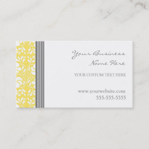 Elegant Lemon Gray Damask Business Cards