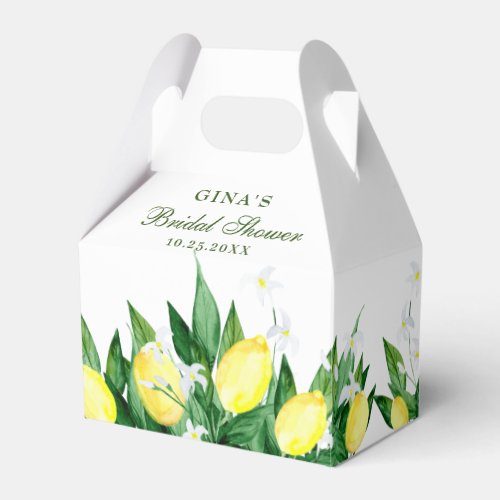 Elegant Lemon Greenery Blossom Bridal Shower Favor Boxes