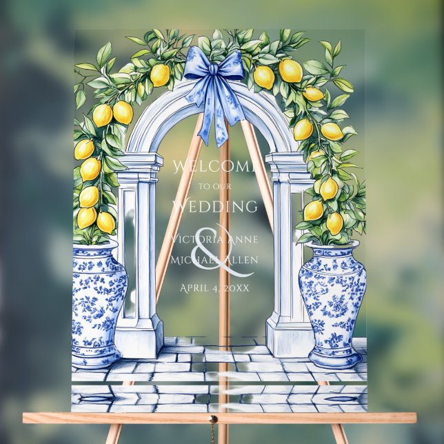 Elegant Lemon Grove Personalized Welcome Wedding Acrylic Sign (Neutral)