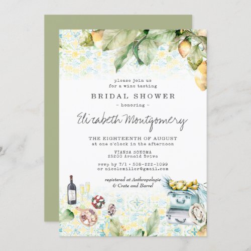 Elegant Lemon Grove Picnic Bridal Shower Invitation