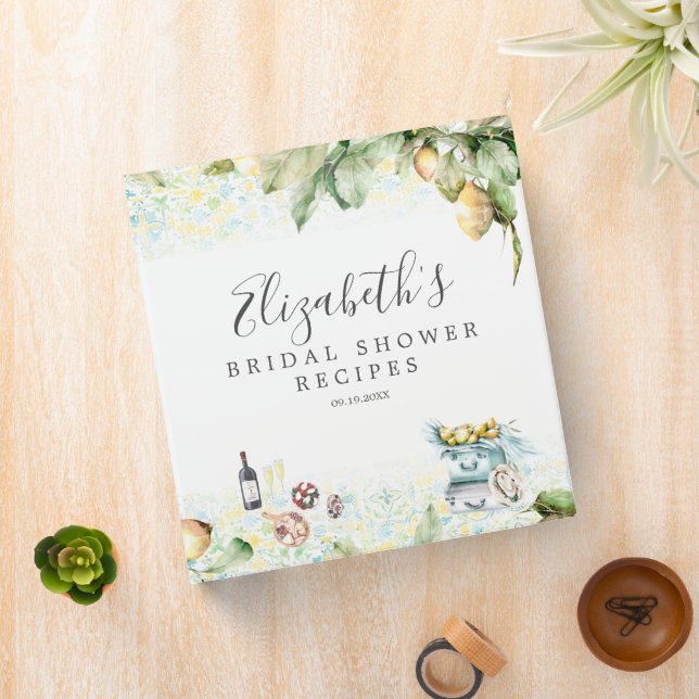 Elegant Lemon Grove Picnic Bridal Shower Recipe 3 Ring Binder (In Situ)