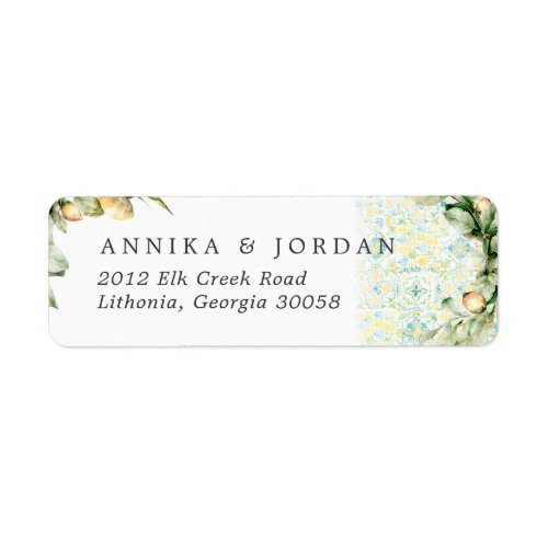 Elegant Lemon Grove  Wedding Address Label