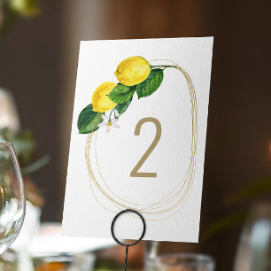 Elegant Lemon Grove Wedding Citrus Botanical Table Number