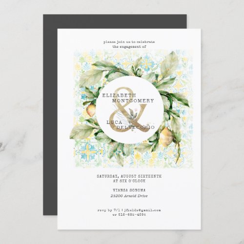 Elegant Lemon Grove Wedding Engagement Party Invitation