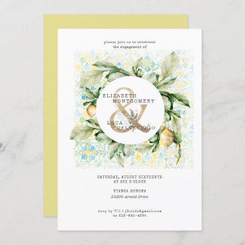 Elegant Lemon Grove Wedding Engagement Party Invitation