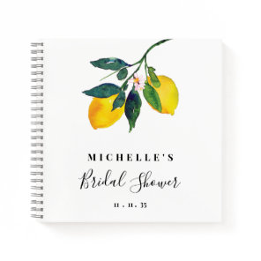 Elegant Lemon Hand Lettered Script Bridal Shower Notebook