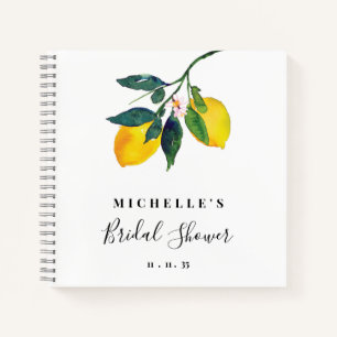 Elegant Lemon Hand Lettered Script Bridal Shower  Notebook