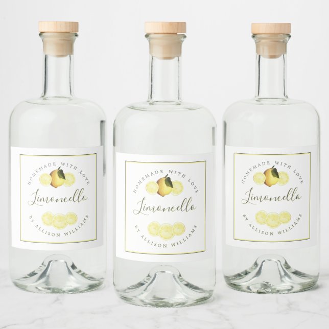 Elegant Lemon Homemade Limoncello Label (Bottles)