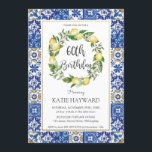Elegant Lemon Mediterranean 60th Birthday Party Invitation<br><div class="desc">Personalize this chic Lemon azure 60th birthday party invitation with your party details easily and quickly, simply press the customise it button to further re-arrange and format the style and placement of the text.  Featuring watercolor lemon wreath and a beautiful mediterranean azure mosaic tiles backside design. Matching items available in...</div>
