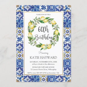 Elegant Lemon Mediterranean 60th Birthday Party Invitation