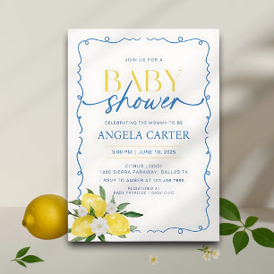 Elegant Lemon Mediterranean Baby Shower Invitation