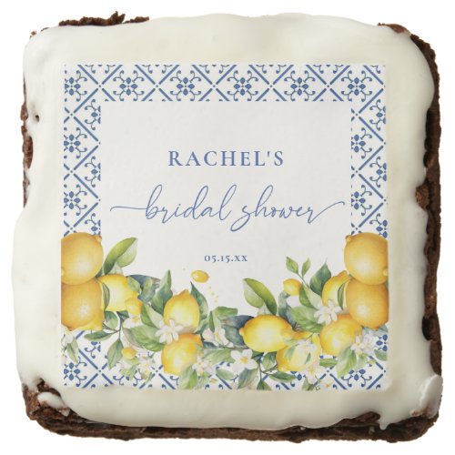 Elegant Lemon Mediterranean Bridal Shower Brownie