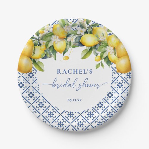 Elegant Lemon Mediterranean Bridal Shower Paper Plates