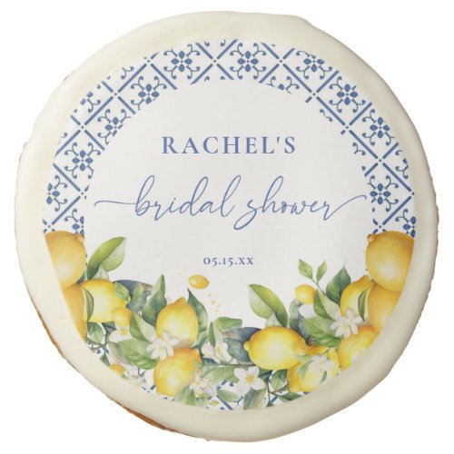 Elegant Lemon Mediterranean Bridal Shower Sugar Cookie