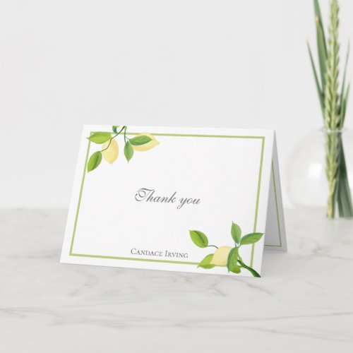 Elegant Lemon Personalized Folded Thank You Card