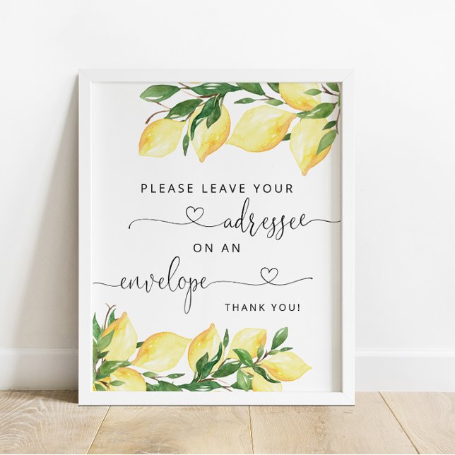 Elegant Lemon Please Leave Address on Envelope Poster (Creator Uploaded)