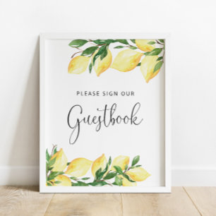 Elegant Lemon Sign Guest Book Poster