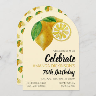 Elegant Lemon Sketch Birthday Invitation