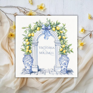 Elegant Lemon Topiary Arch Wedding Napkins