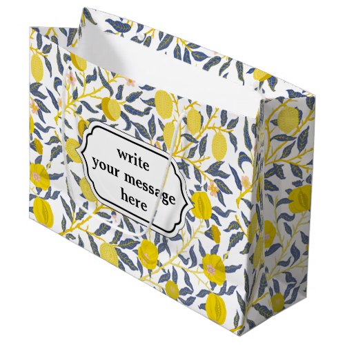 Elegant Lemon vines pattern choose your color Large Gift Bag