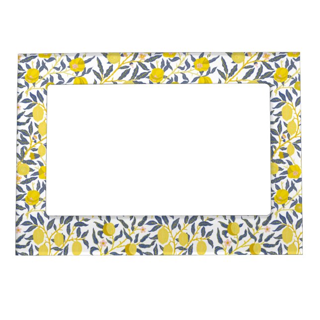 Elegant Lemon vines pattern choose your color Magnetic Frame (Front)