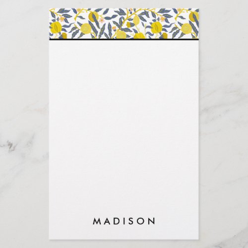 Elegant Lemon vines pattern choose your color Stationery